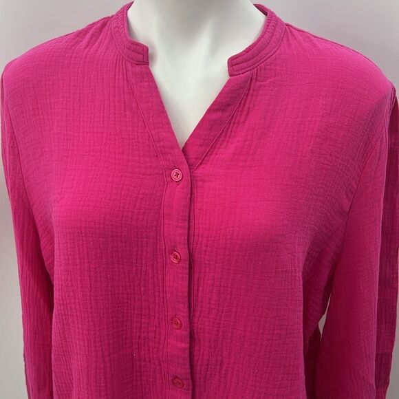 Chico’s raspberry long sleeve button up blouse size 2 - Picture 2 of 6